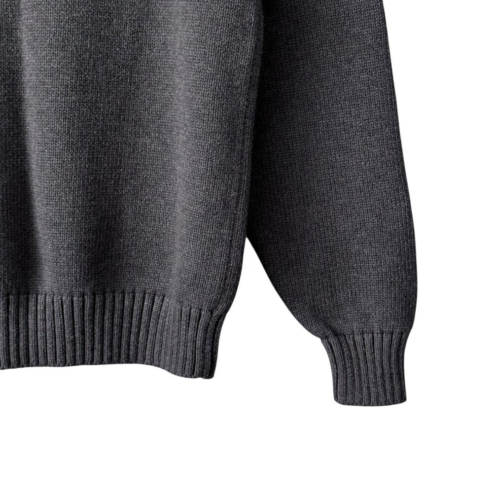 Vintage Lands End Mens Small Drifter Sweater Cotton Pullover 90s Charcoal Gray - Picture 4 of 14